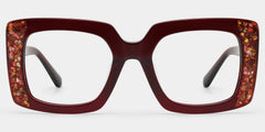 Sable Square Red Maroon Glitter Eyeglass Frames | ZEELOOL