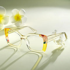 Flair Yellow Clear Frame Glasses with Square Frame Online | ZEELOOL