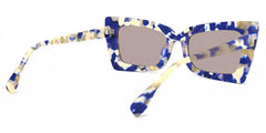 Newell Rectangle Blue-Floral Frame Glasses | Zeelool Optical
