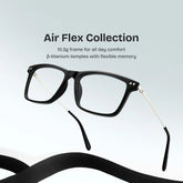 Eleanor Men's Black Rectangular Eyeglasses in TR90 for Men | ZEELOOL