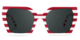 Pavia Butterfly Red Striped Frame Sunglasses for Women