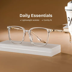 Zoe Clear Frame Glasses with Square Frame Online | ZEELOOL