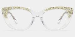 Elora Cat-eye Clear Glitter Glasses Frames Covere with Diamonds | ZEELOOL
