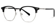Black Mixed-Materials Geometric Eyeglasses- Geno
