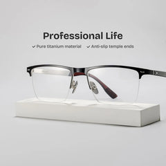 Browline Black Eyeglasses- Brock Titanium Frame Glasses