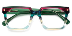 Big Rectangle Glasses With Transparent Green Temples