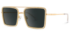 Diva Frame Glasses, Gold Glitter Sparkle Square Sunglasses
