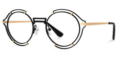 Round Black Eyeglasses Frames With Metal Material