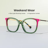 Nico Eyeglasses in Square Green Pink Frame | Zeelool