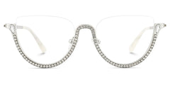 Half Frame Cat Eye Glasses With Shiny Diamonds