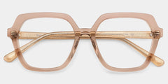 Devon Geometric Clear Beige Glasses with Sparkling Grey Orange Frame| ZEELOOL