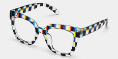 Geek Chic Malcolm Checkered Square Frame Glasses