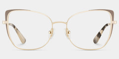 Tessa Khaki Gold Frame Glasses with Cat eye Frame Online | ZEELOOL