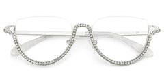 Half Frame Cat Eye Glasses With Shiny Diamonds