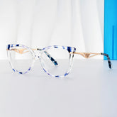 Cateye Shape Blue Light Blocking Glasses with Blue Pattern