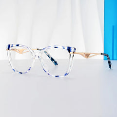 Cateye Shape Blue Light Blocking Glasses with Blue Pattern
