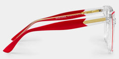 Mirta Square Glasses with Clear Frame and Red Edge
