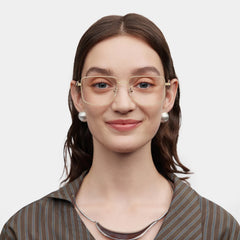 Geometric Gold pattern Eyeglasses- Felicity Metal Frame Glasses