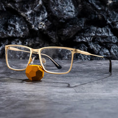 Gold Rectangle Frames With Adjustable Nose Pads