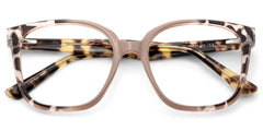 Square Tortoise Eyeglasses With Khaki Color Matching