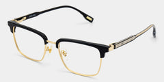 Audrey Black Eyeglasses with Gold Trim in Browline Shape | ZEELOOL