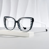 Large Black White Eyeglasses Frames With Cat Eye Shape