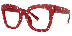 Malcolm Square Red Polka Dot Frame Gglasses | Zeelool