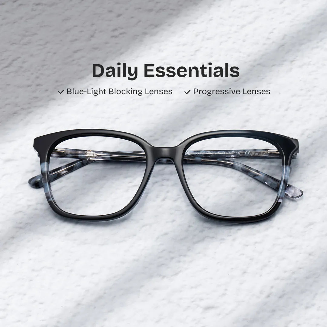 Finnley Acetate Black Frame Glasses with Square Shape | Zeelool