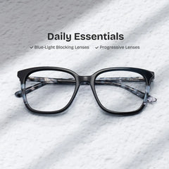 Finnley Acetate Black Frame Glasses with Square Shape | Zeelool