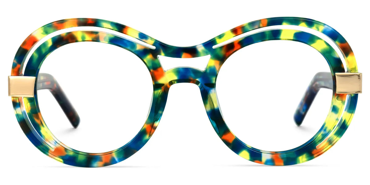 Texidor Round Eyeglasses, Blue Tortoise Frame Glasses