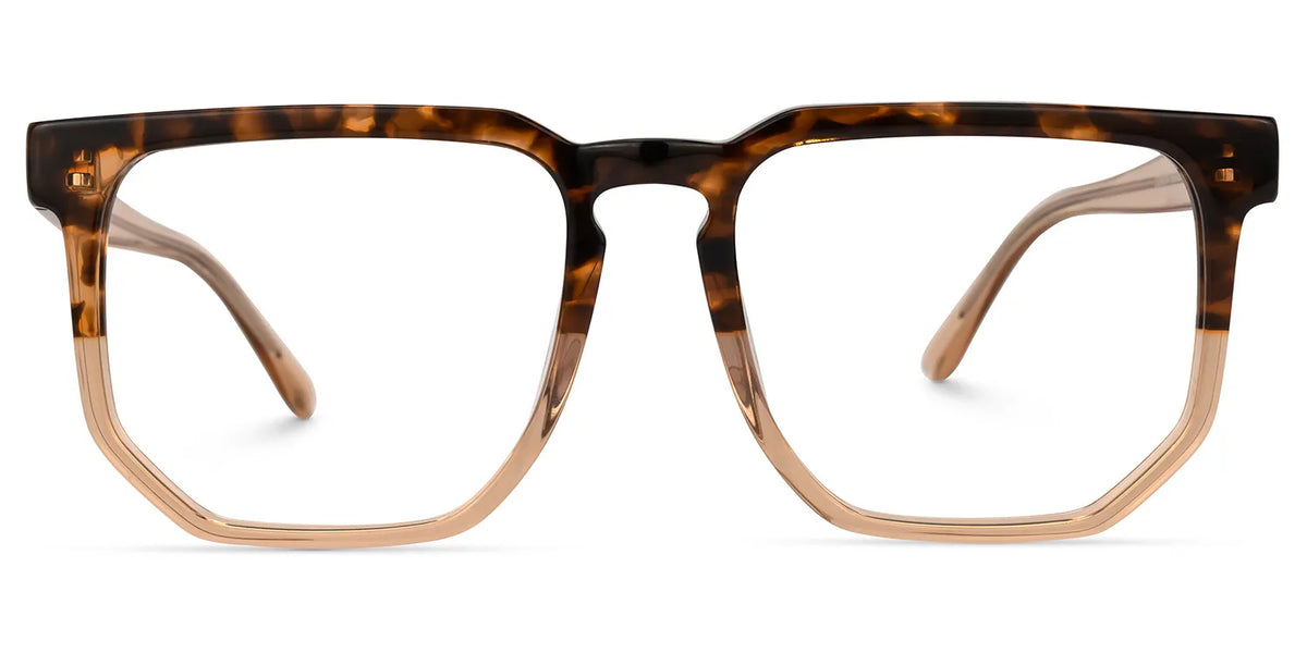 Matherne Square Tortoise Eyeglasses and Thin Two-Tone Frames