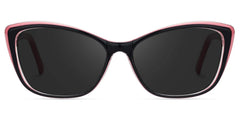 Fidelia Cat Eye Black Sunglasses and Pink Edge