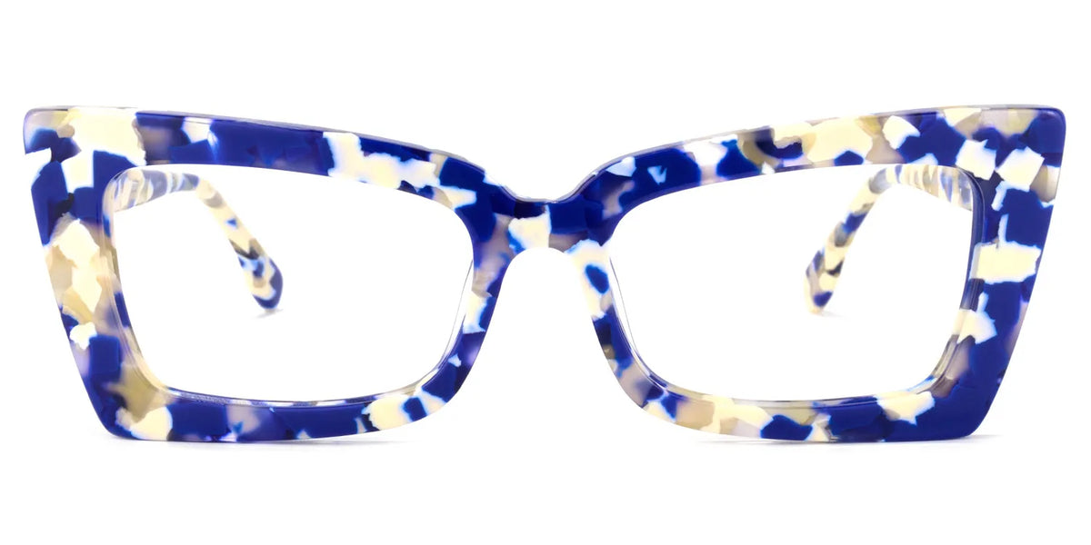 Newell Rectangle Blue-Floral Frame Glasses | Zeelool Optical