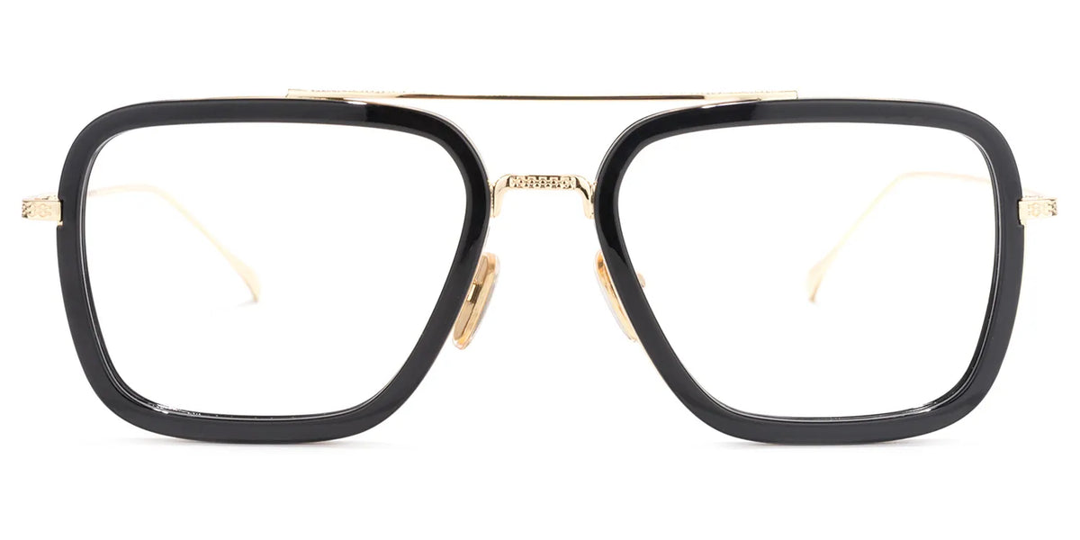 Gifford Aviator Black Frame Glasses with Gold Trim