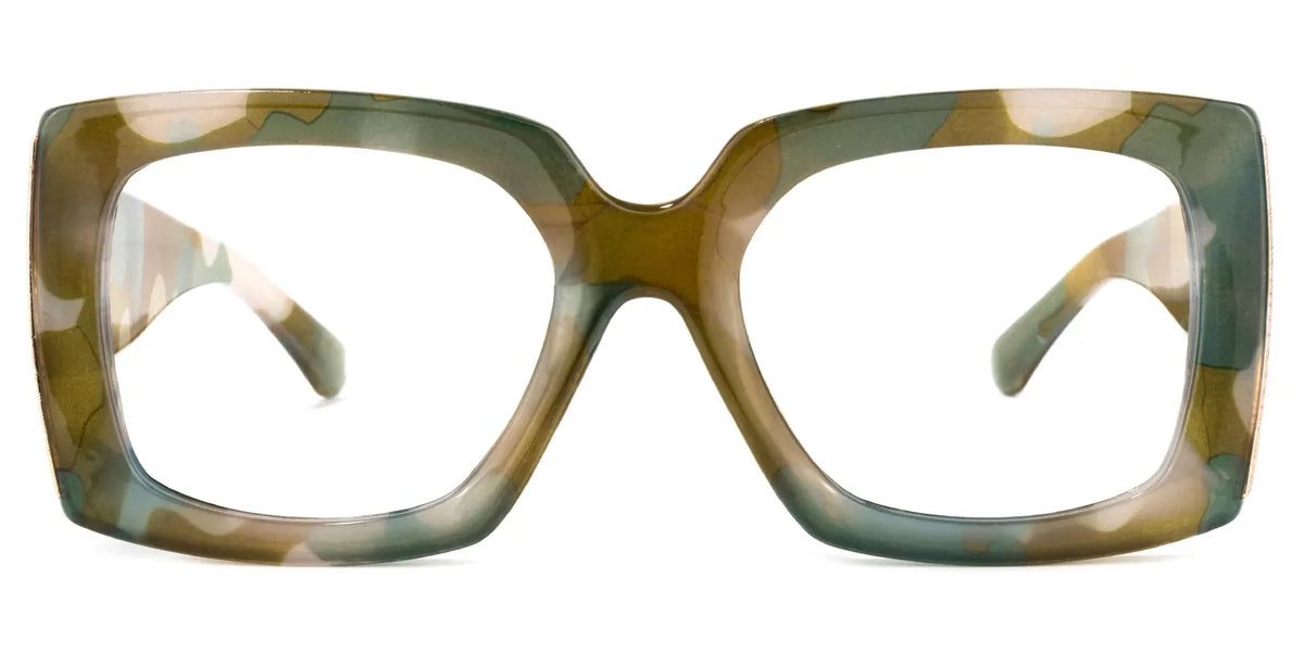 Yael Square Wide Olive Glasses and Big Frames