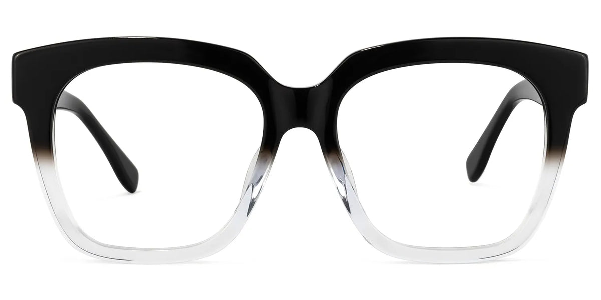 Xion Square Black to Clear Gradient Glasses Ombre Frames