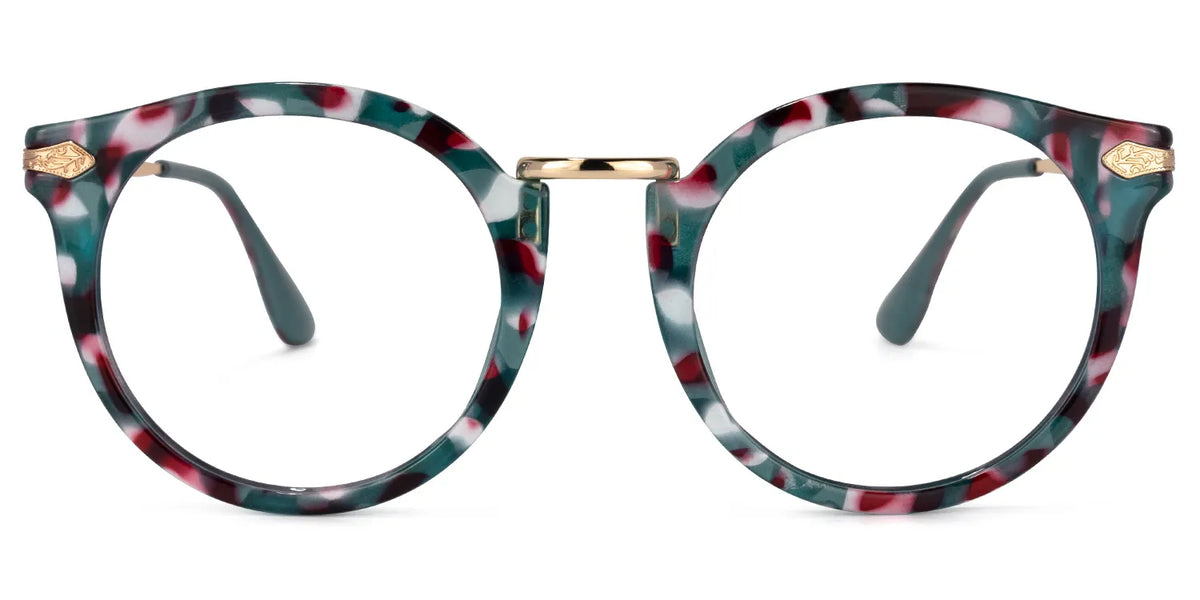 Quentina Round Blue Floral Frame Glasses | Zeelool