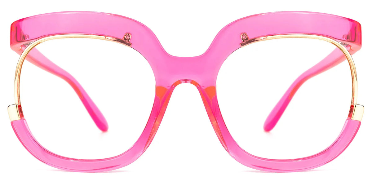 Darice Pink Round Transparent Semi-Frame Glasses | Zeelool