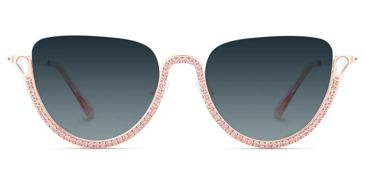 Half Frame Cat Eye Glasses With Shiny Pink Diamonds