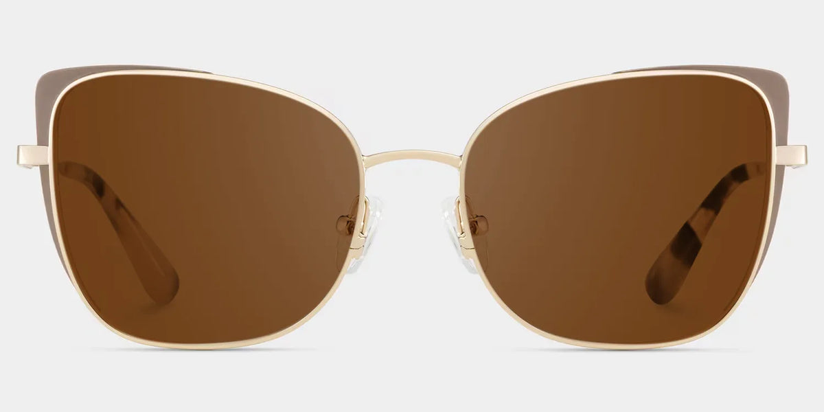 Tessa Khaki Gold Frame Glasses with Cat eye Frame Online | ZEELOOL