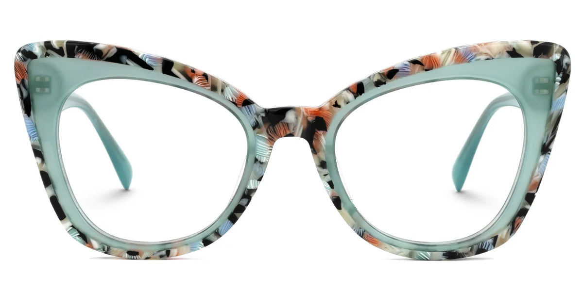 Dunkley Designer Eyeglasses in Cateye Green Frame