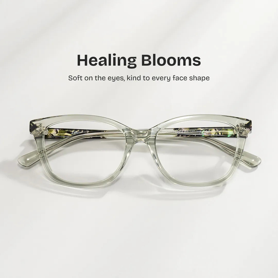 Cassia Clear Green Rectangle Acetate Glasses Frames | ZEELOOL