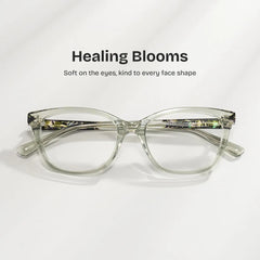 Cassia Clear Green Rectangle Acetate Glasses Frames | ZEELOOL