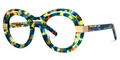 Texidor Round Eyeglasses, Blue Tortoise Frame Glasses