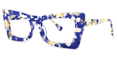 Newell Rectangle Blue-Floral Frame Glasses | Zeelool Optical