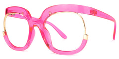 Darice Pink Round Transparent Semi-Frame Glasses | Zeelool
