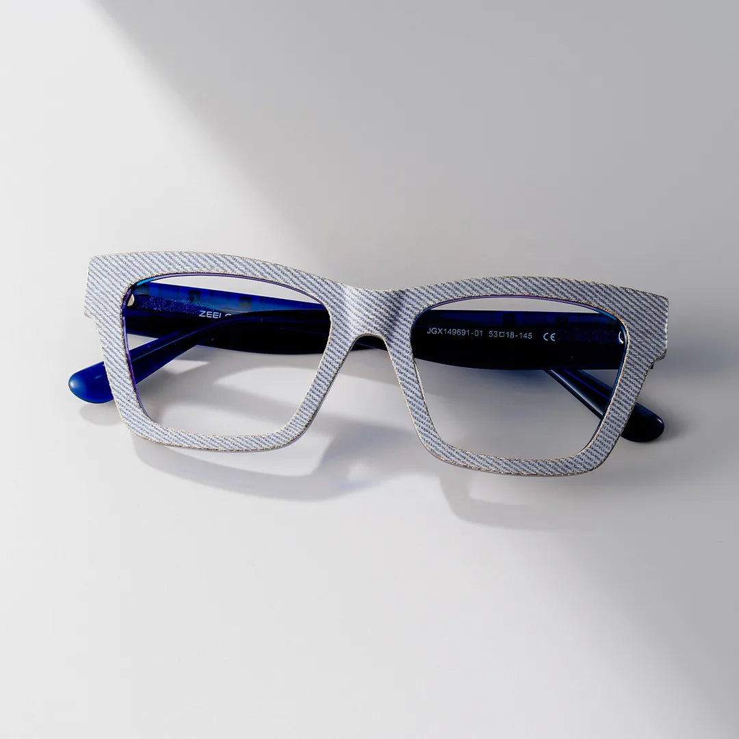Cecilia Blue Frame Glasses with Rectangle Frame Online | ZEELOOL