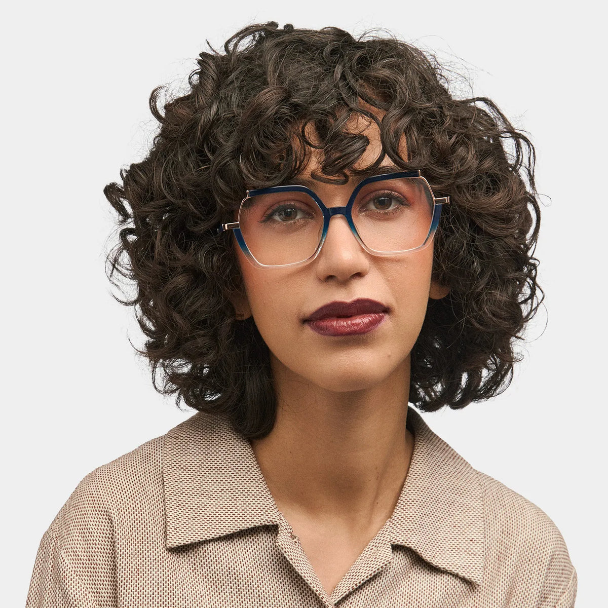 Alexia Mixed-Materials Square Blue Frame Glasses | Zeelool