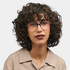 Alexia Mixed-Materials Square Blue Frame Glasses | Zeelool