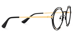 Round Black Eyeglasses Frames With Metal Material